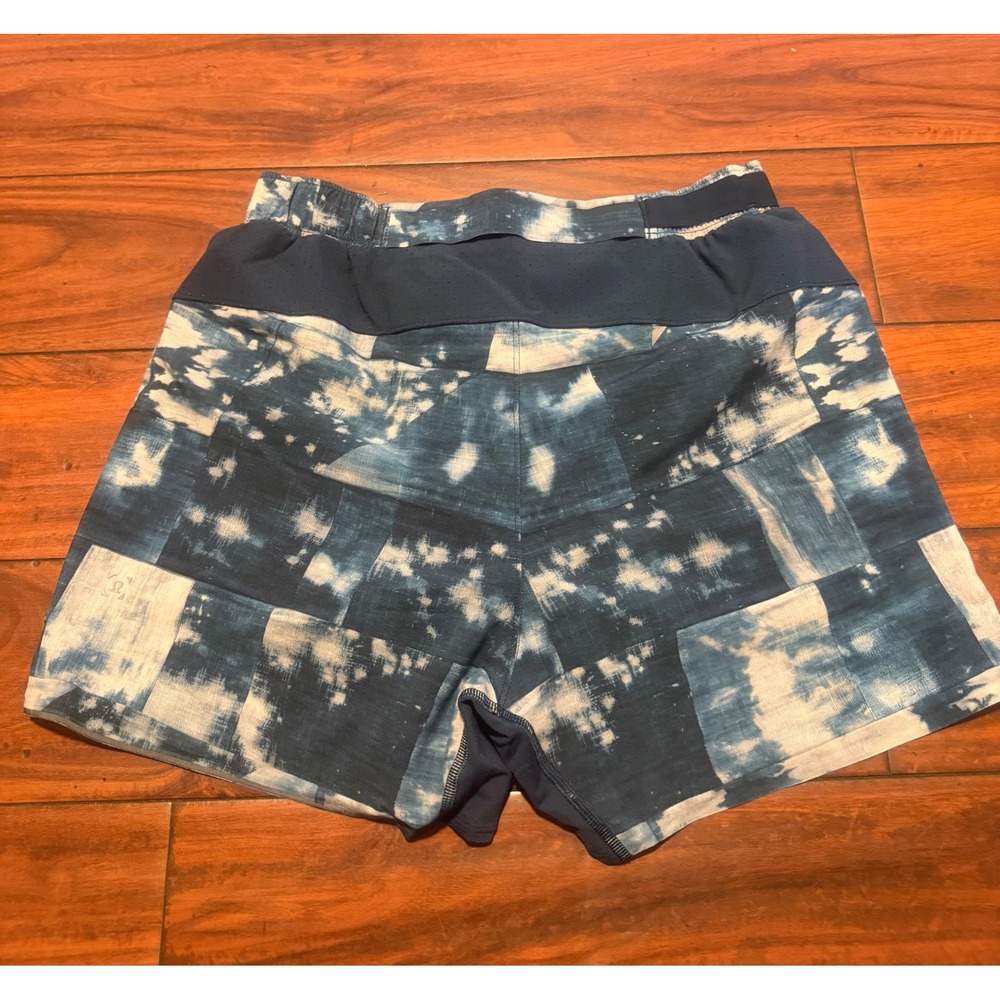 Lululemon Blue Tie Dye Patchwork Athletic Shorts with Built-in Liner Mens‎